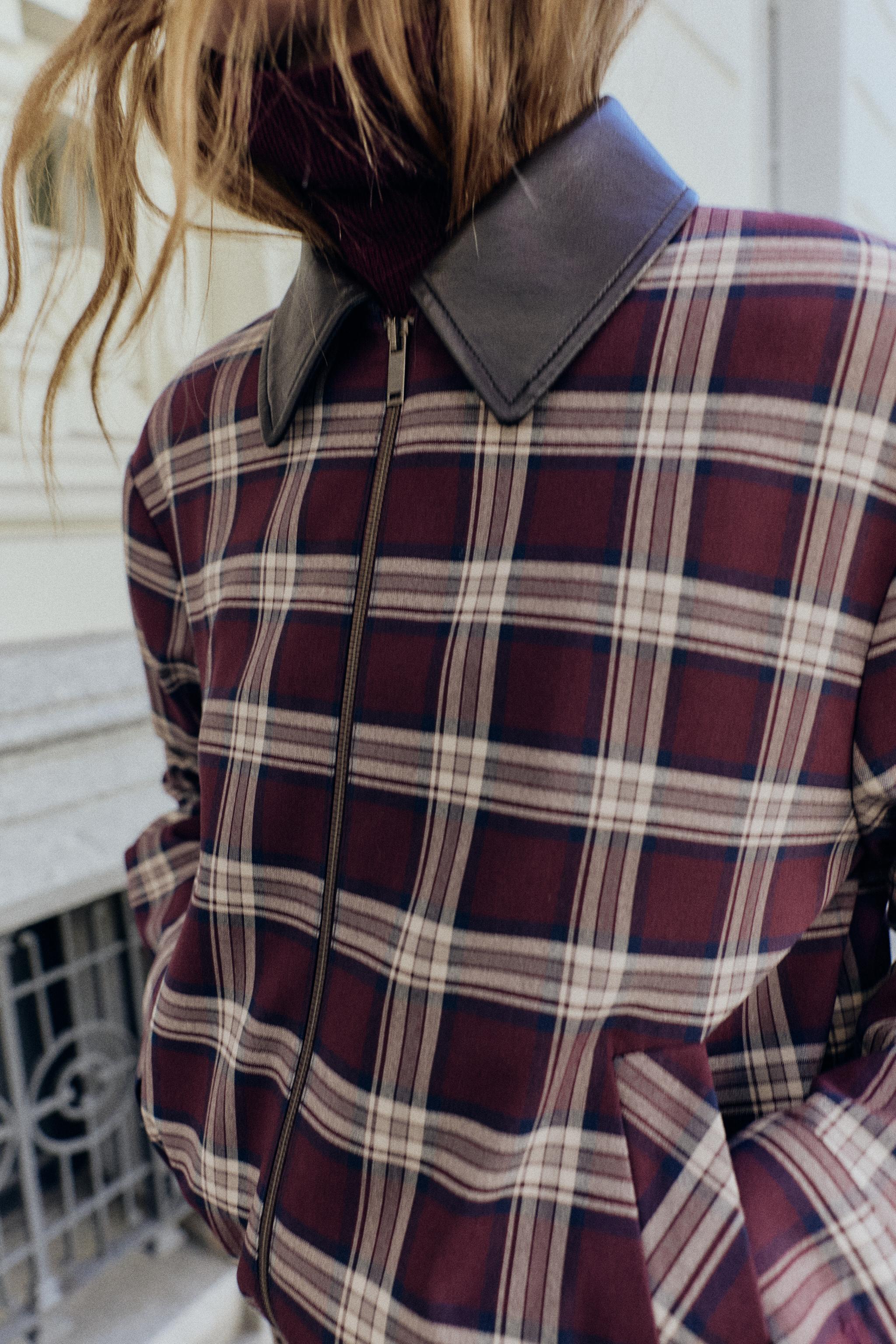 BLOUSON BOMBER À CARREAUX ET REVERS